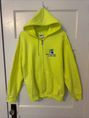 Gildan Neon Yellow Full-Zip Hoodie with Logo